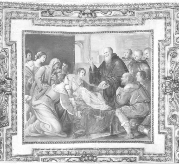 San Benedetto risuscita il figlio del contadino (dipinto, ciclo) di Solimena Angelo (attribuito) (seconda metà sec. XVII)