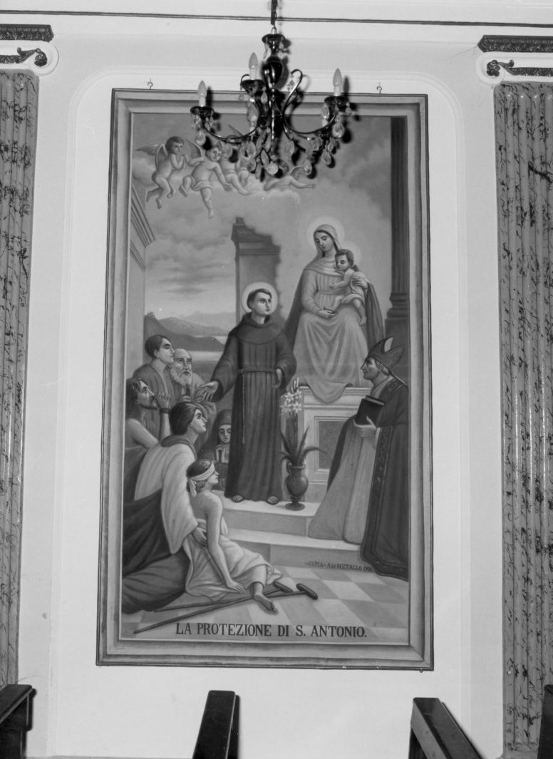 apparizione della Madonna con Bambino a Sant'Antonio da Padova (dipinto) di Metallo Alfonso (sec. XX)