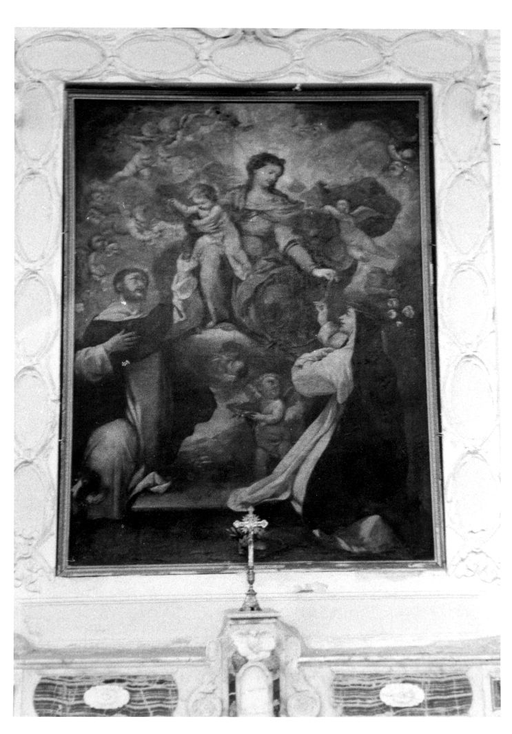 Madonna del Rosario con San Domenico e Santa Caterina da Siena (dipinto) di Giordano Luca (attribuito) (prima metà sec. XVIII)
