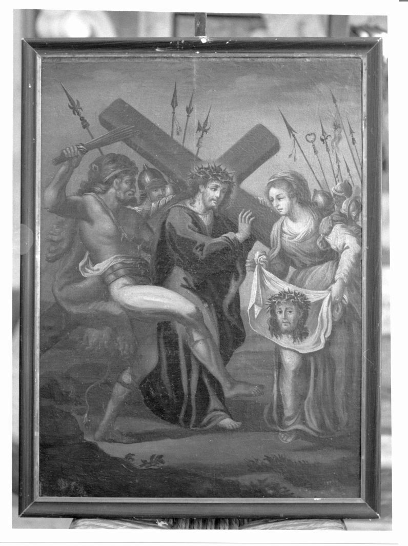 stazione VI: Gesù asciugato dalla Veronica (dipinto, elemento d'insieme) - ambito Italia meridionale (sec. XVIII)