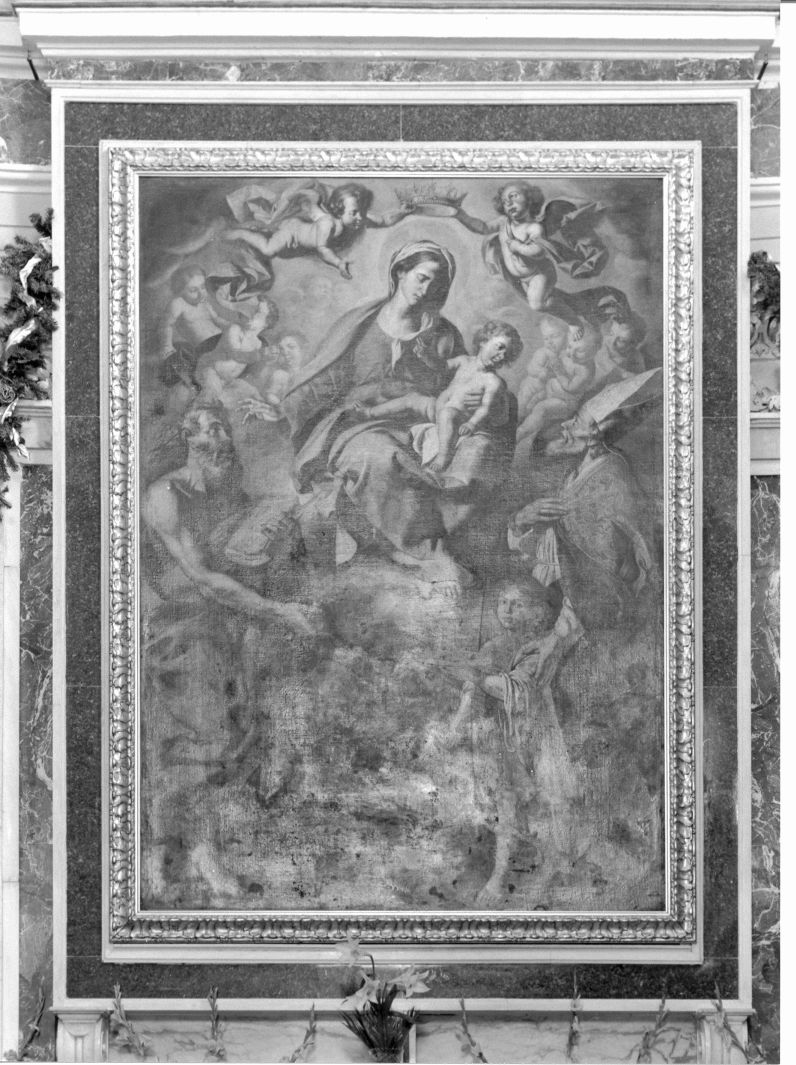 Madonna con Bambino tra San Bartolomeo e San Nicola di Bari (dipinto) di Solimena Angelo (attribuito) (seconda metà sec. XVII)