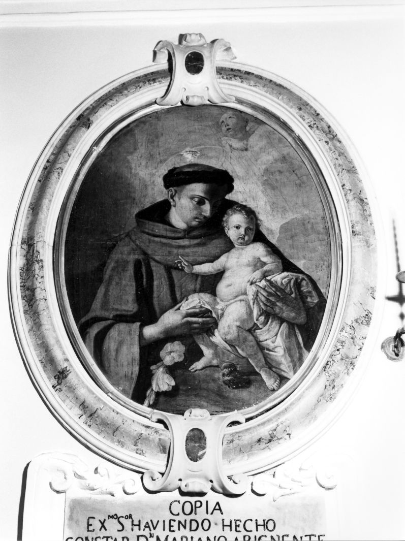 Sant'Antonio da Padova con il bambino (dipinto) - ambito campano (seconda metà sec. XVIII)