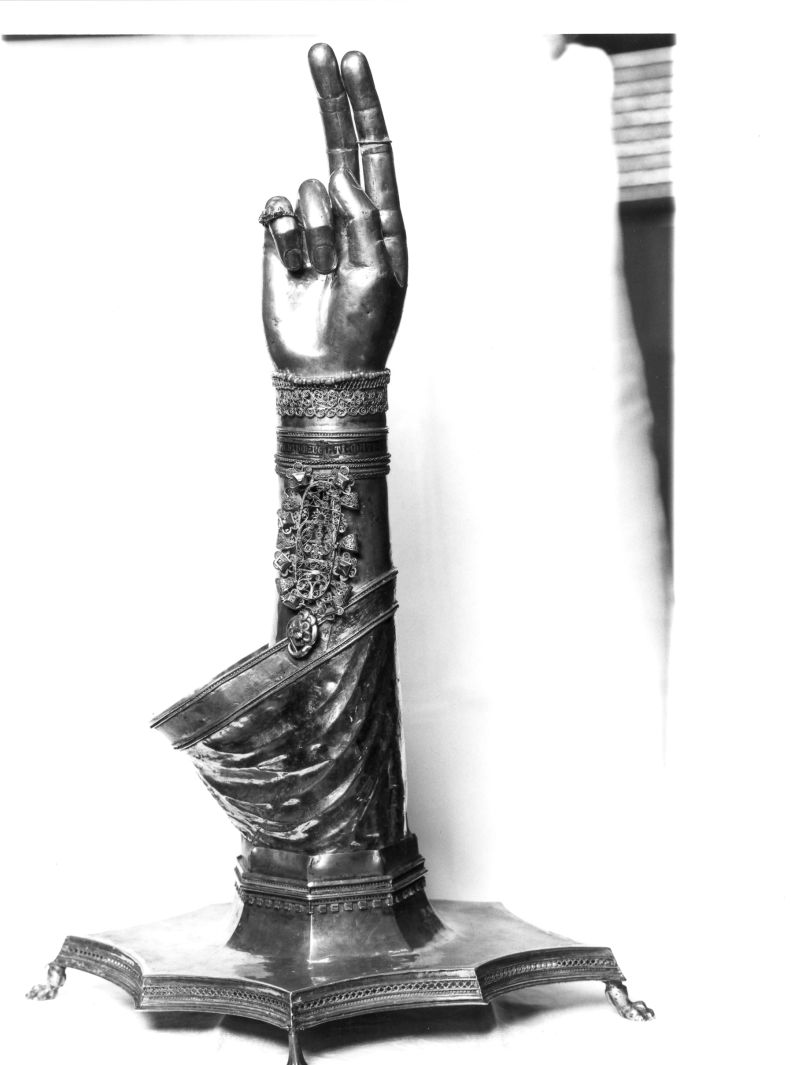 reliquiario antropomorfo - a braccio - bottega napoletana (secc. XIII/ XIV)