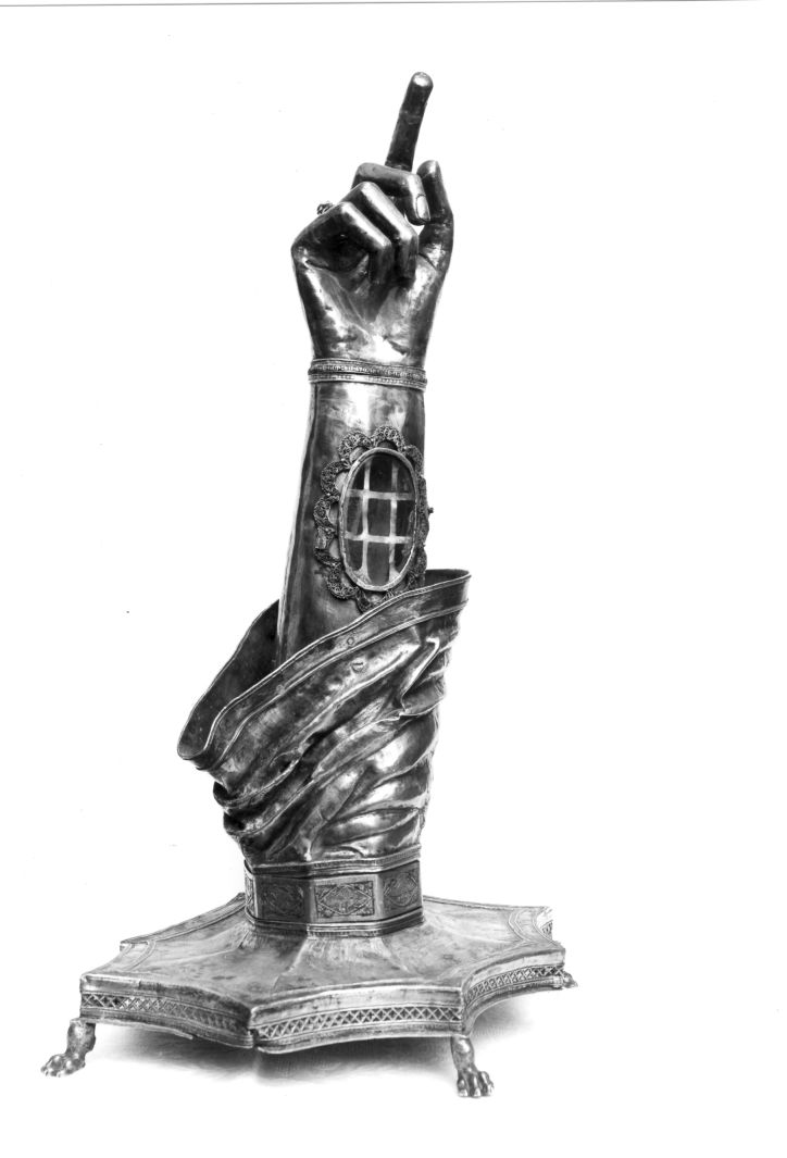 reliquiario antropomorfo - a braccio - bottega napoletana (sec. XV)