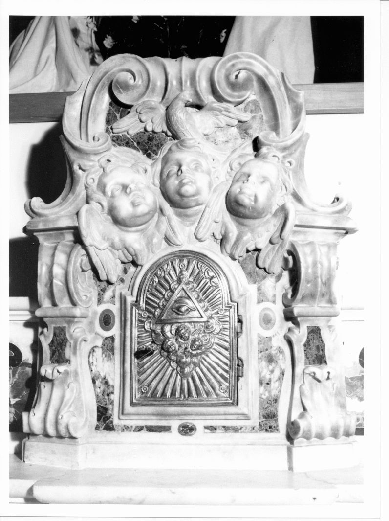 cherubini e motivi decorativi a volute (tabernacolo, elemento d'insieme) - bottega campana (sec. XVIII)