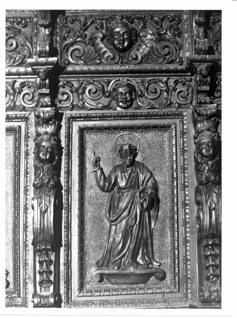 San Paolo (pannello di stallo di coro, elemento d'insieme) di Consulmagno Girolamo (attribuito) (prima metà sec. XVII)
