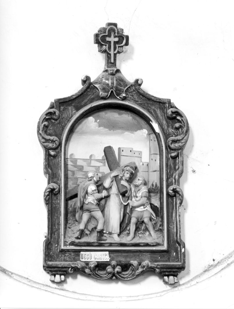 stazione II: Gesù caricato della croce (dipinto, elemento d'insieme) - ambito cilentano (sec. XIX)