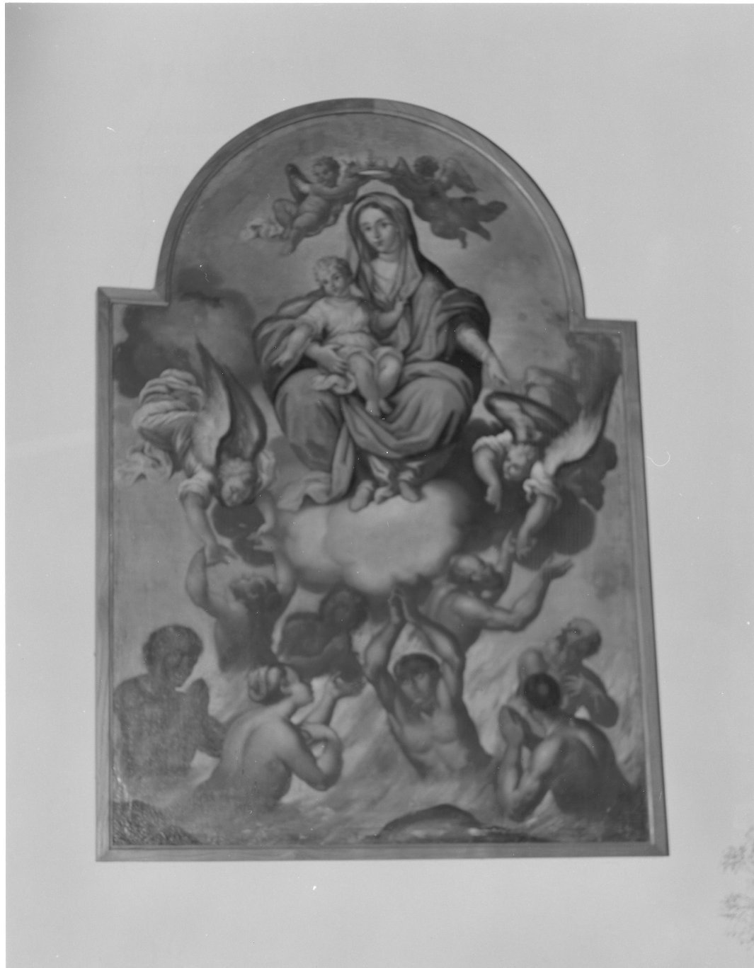 Madonna con personaggi che implorano il suo aiuto (dipinto) - ambito campano (seconda metà sec. XVII)