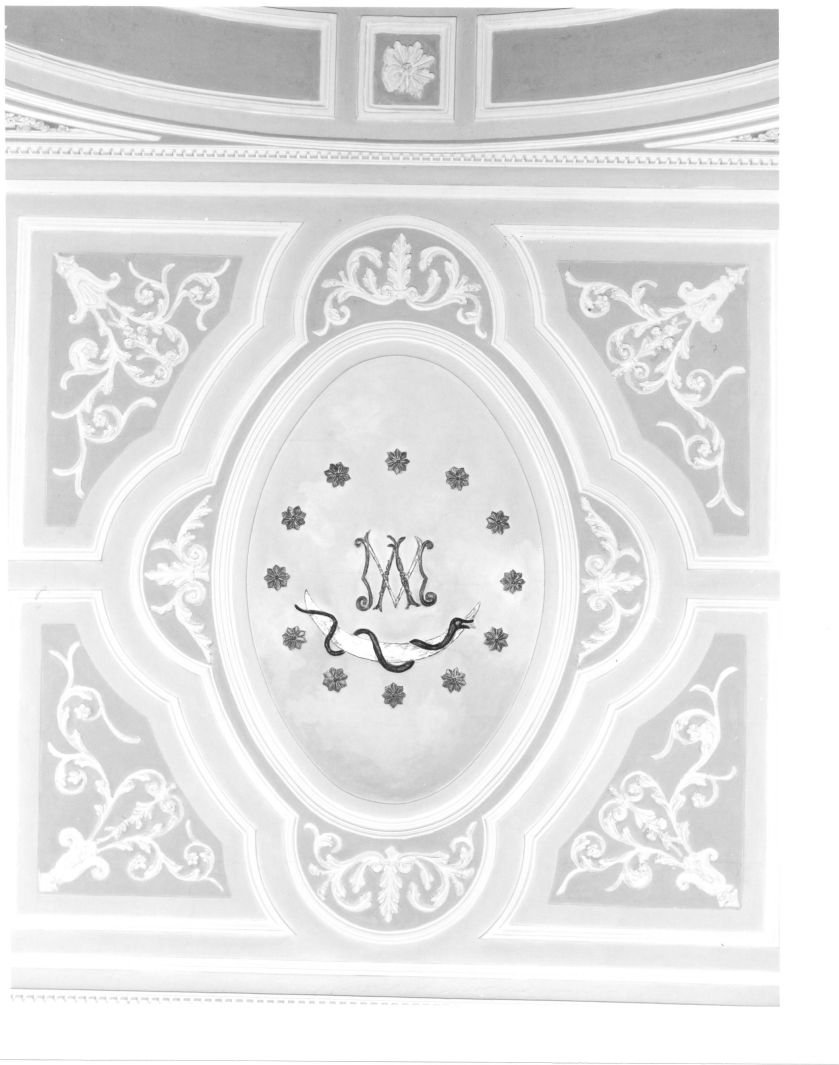 monogramma mariano (decorazione plastico-pittorica) - bottega campana, ambito campano (prima metà sec. XX)