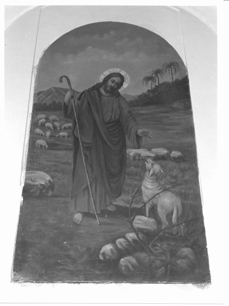 parabola del buon pastore (dipinto, opera isolata) di Metallo Angelo (sec. XX)