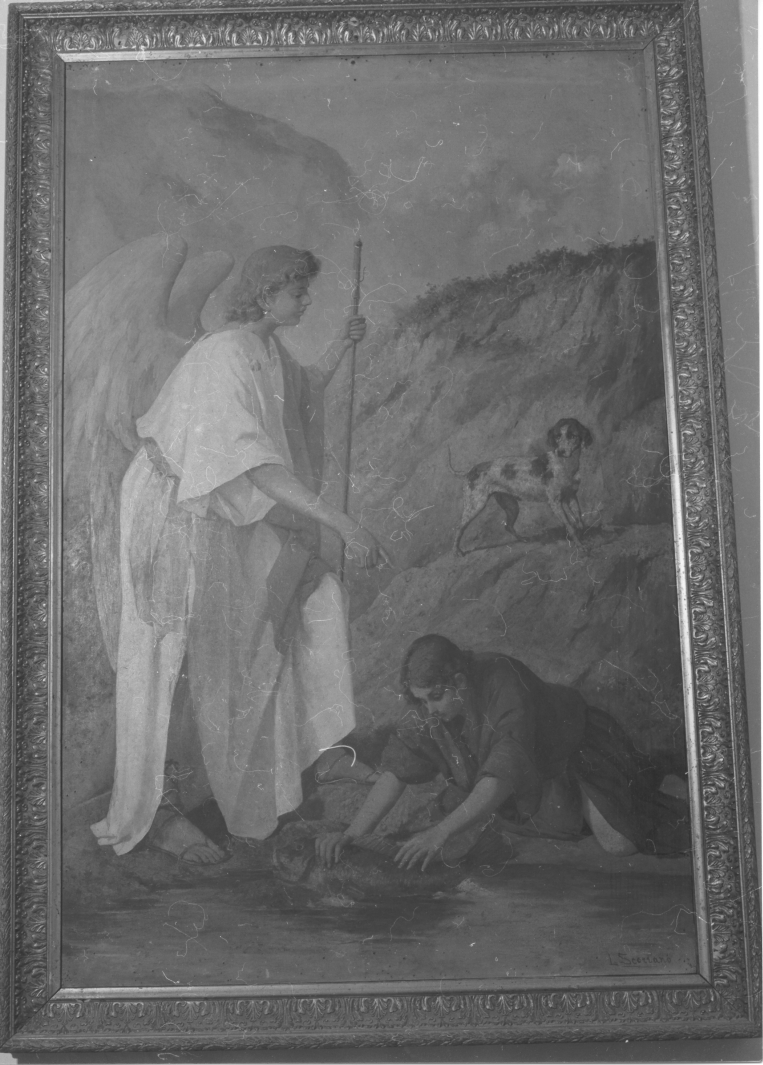 Tobia e l'Angelo (dipinto) di Scorrano Luigi (secc. XIX/ XX)
