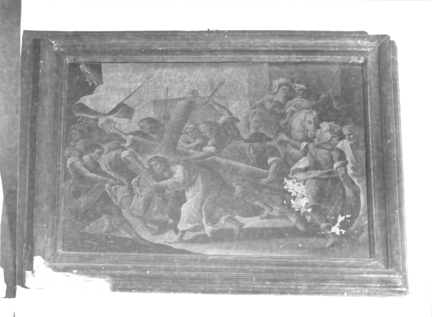 stazione V: Gesù aiutato da Simone il Cireneo a portare la croce (dipinto) - ambito Italia meridionale (prima metà sec. XVIII)