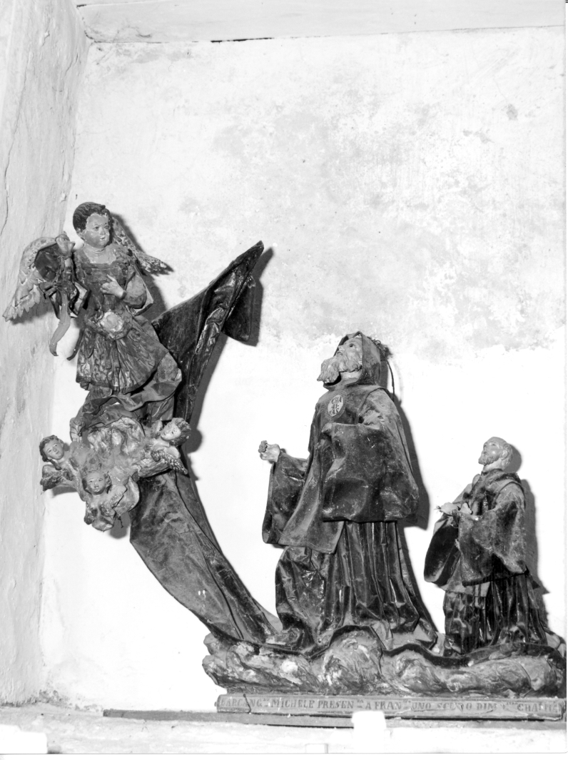 San Michele Arcangelo appare a San Francesco di Paola (gruppo scultoreo) - bottega campana (prima metà sec. XIX)