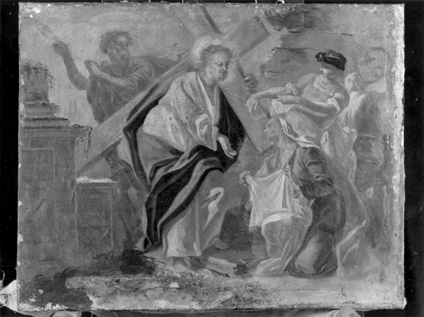 stazione VI: Gesù asciugato dalla Veronica (dipinto, elemento d'insieme) di Peccheneda Nicola (attribuito) (sec. XVIII)