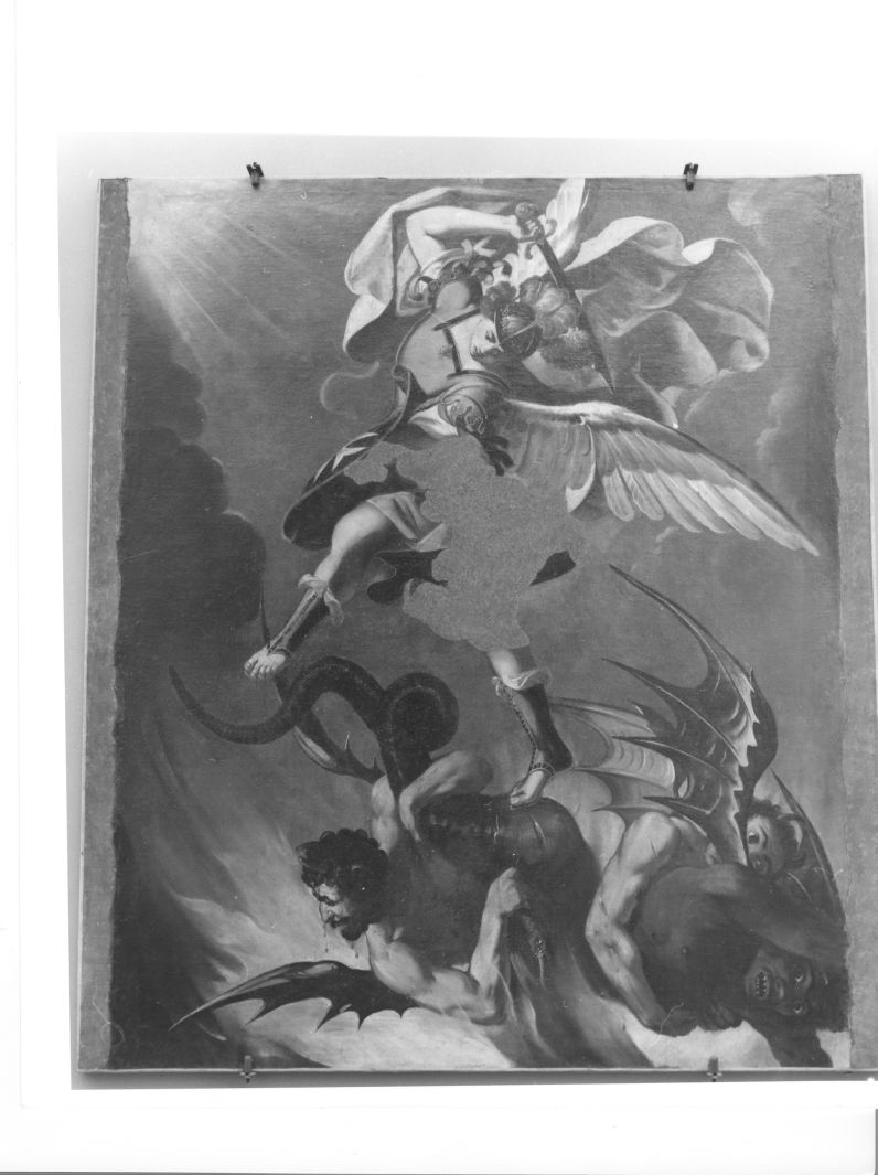 San Michele Arcangelo combatte contro i demoni (dipinto, elemento d'insieme) di Ragolia Michele (attribuito) (sec. XVII)