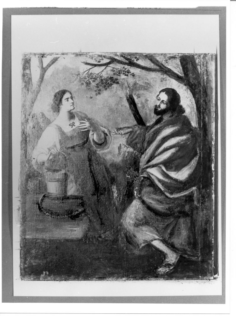 Cristo e la samaritana al pozzo (dipinto, elemento d'insieme) di Ragolia Michele (attribuito) (sec. XVII)