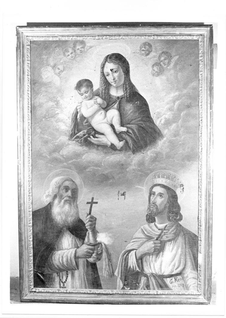 Madonna con Bambino in gloria (dipinto) di Rendesi G (sec. XX)