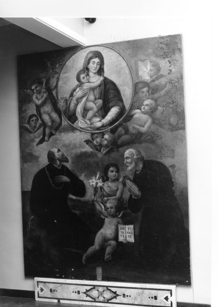 Madonna con Bambino e devoti (dipinto) - ambito Italia meridionale (fine/inizio secc. XVIII/ XIX)