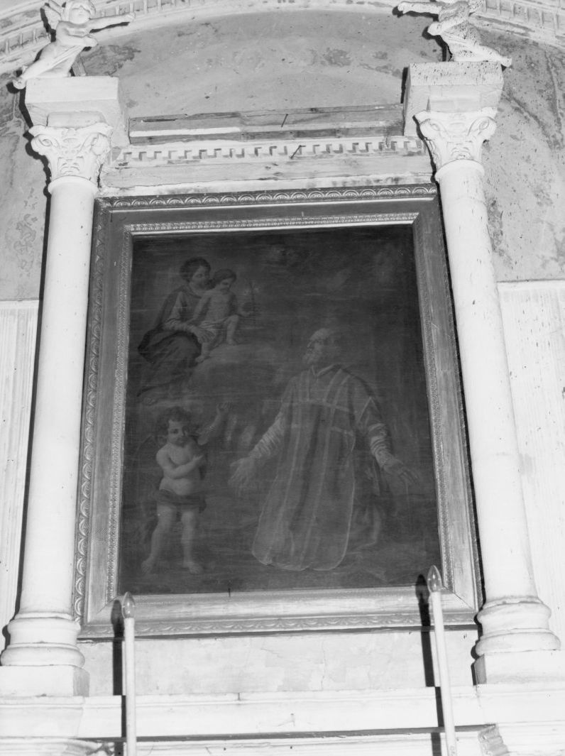 San Filippo Neri ha la visione della Madonna con Bambino (dipinto, opera isolata) - ambito Italia meridionale (metà sec. XIX)