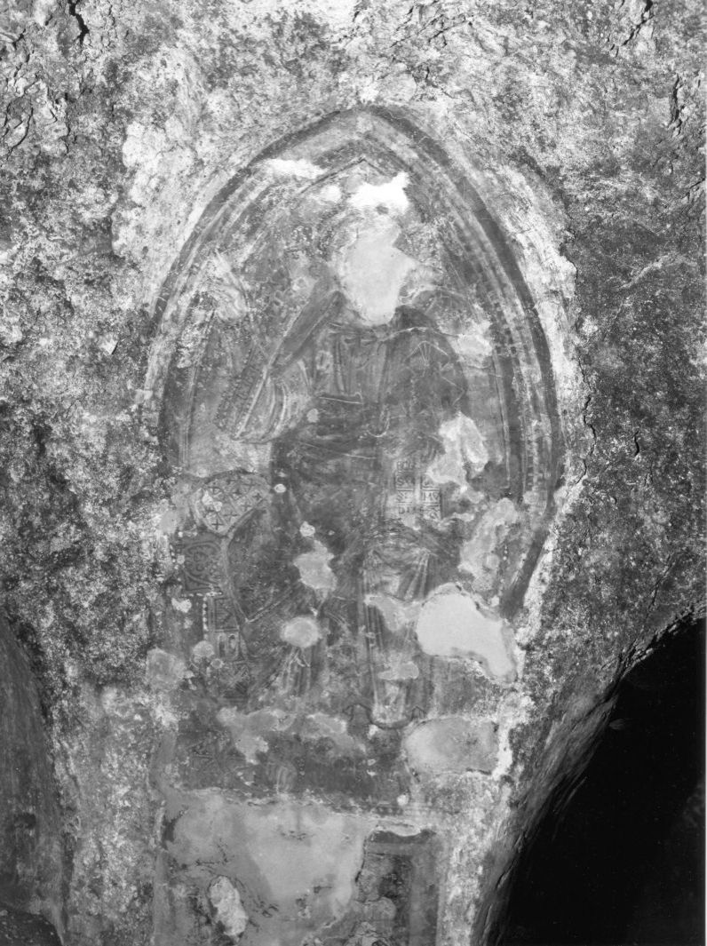Cristo nella mandorla (dipinto, frammento) - ambito campano (inizio sec. XIII)
