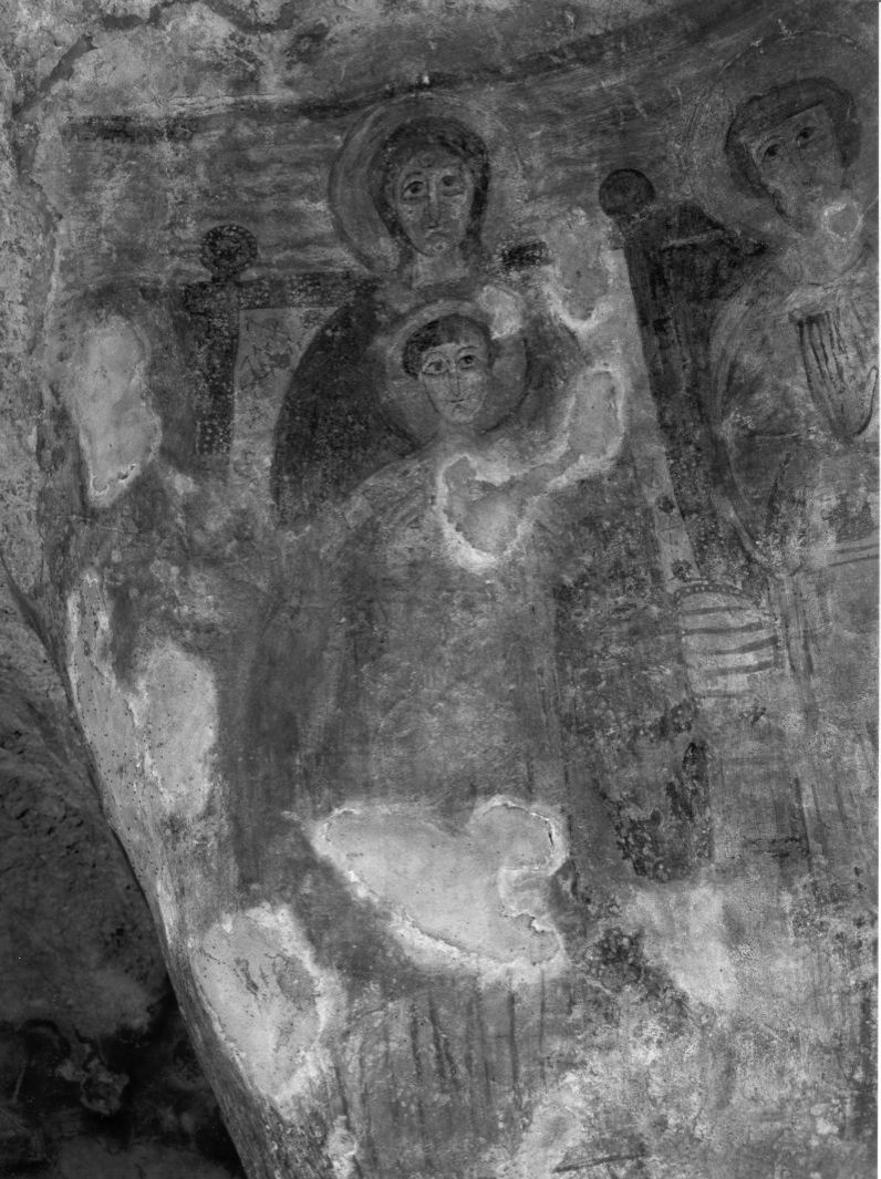 Madonna in trono con Bambino (dipinto, frammento) - ambito campano (inizio sec. XIII)