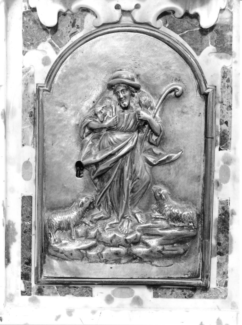 Cristo Buon Pastore (sportello di tabernacolo, elemento d'insieme) - bottega napoletana (inizio sec. XIX)