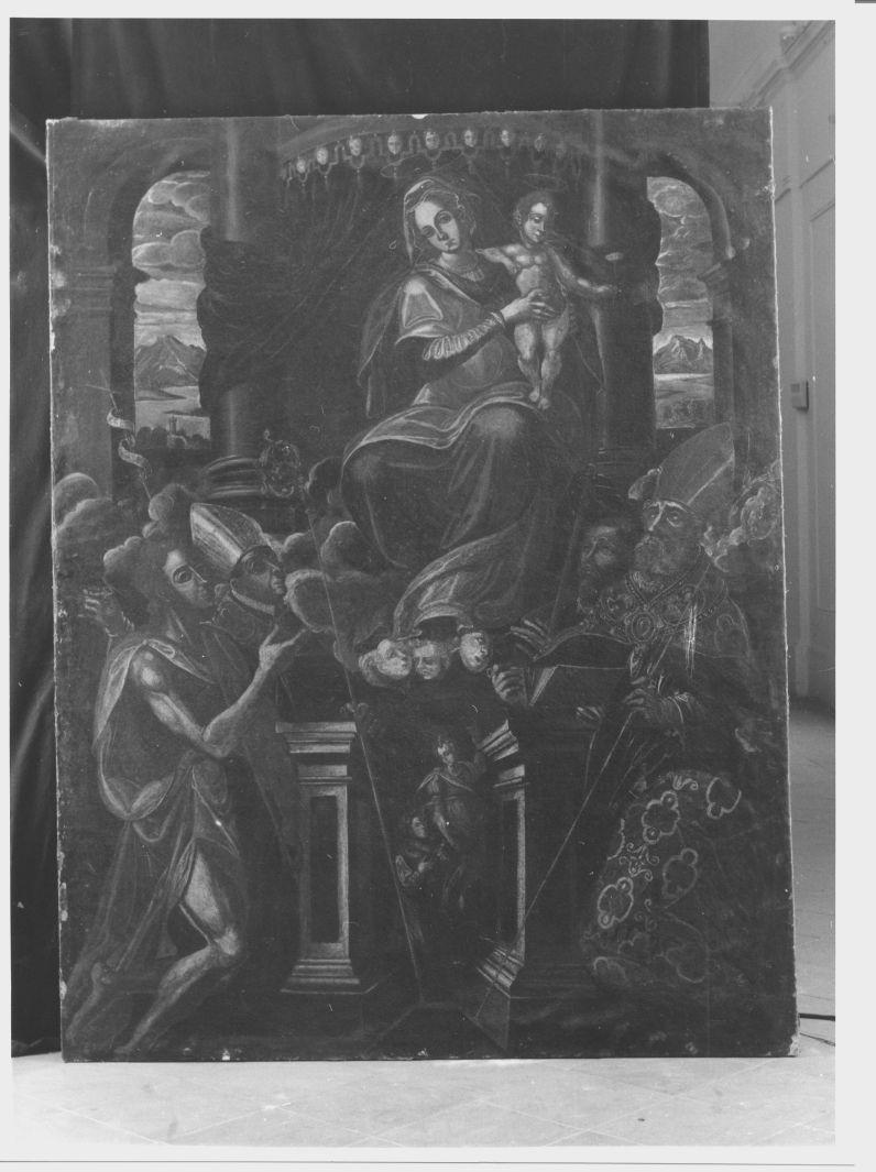 Apparizione della Madonna col Bambino ai Santi (dipinto) - ambito Italia meridionale (fine/inizio secc. XVI/ XVII)