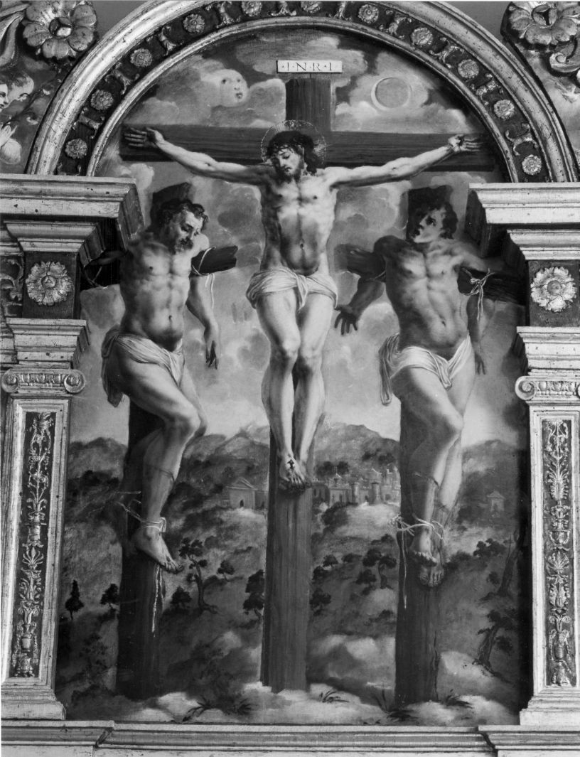 Cristo sul monte Calvario (predella) di Sabatini Andrea detto Andrea da Salerno (maniera) (prima metà sec. XVI)