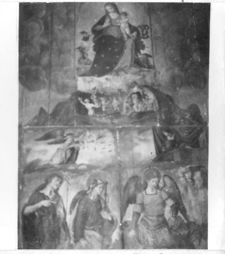 Madonna con personaggi che implorano il suo aiuto (dipinto) di Sabatini Andrea detto Andrea da Salerno (attribuito), Solimena Angelo (attribuito) (fine sec. XVI, sec. XVII)