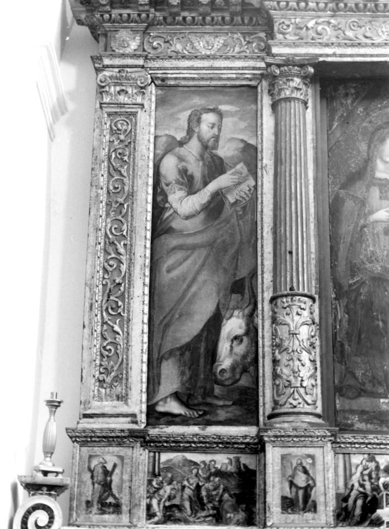 San Luca Evangelista (dipinto, elemento d'insieme) di Pino Marco detto Marco da Siena (bottega) (sec. XVI)