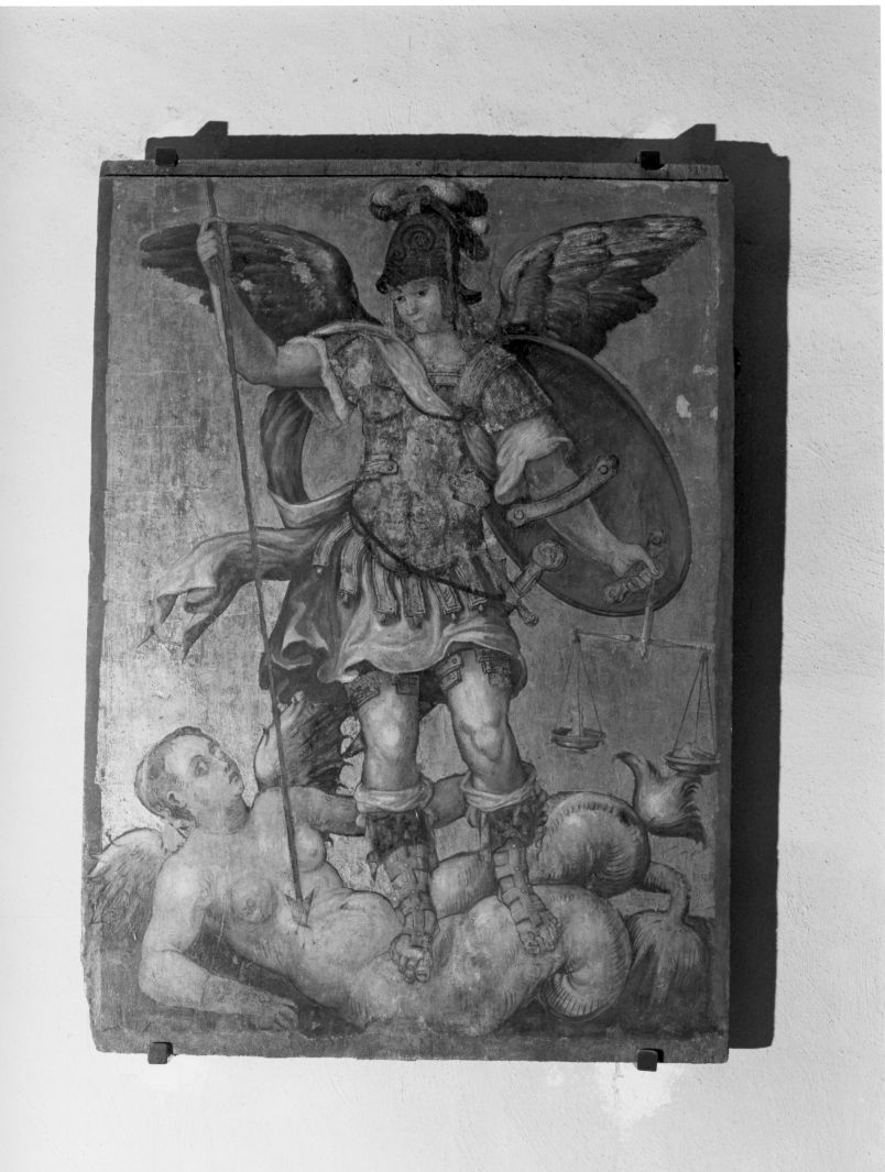 San Michele Arcangelo combatte Satana (dipinto) - ambito campano (sec. XVI)