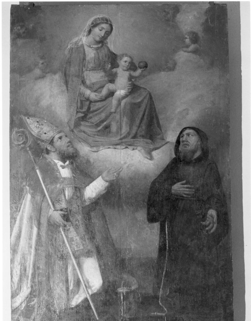 Madonna con Bambino con Sant'Agostino e San Francesco di Paola (dipinto) - ambito campano (sec. XVII)