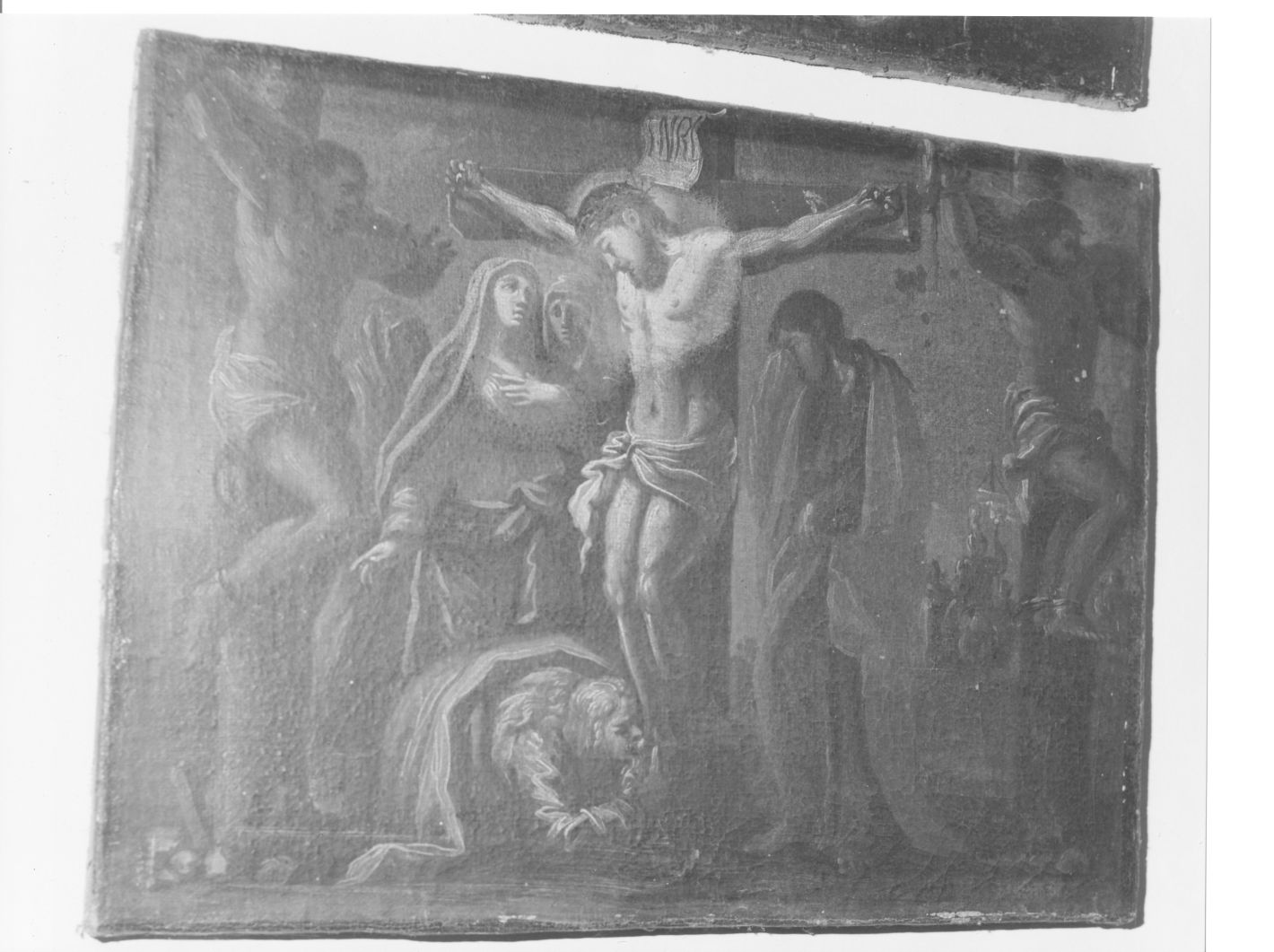 stazione XII: Gesù innalzato e morto in croce (dipinto, elemento d'insieme) - ambito campano (sec. XVII)