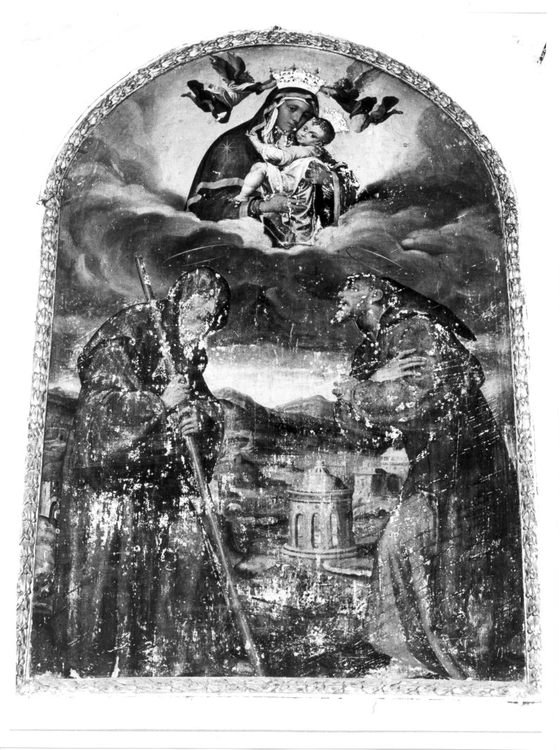 Madonna del Carmelo con San Francesco d'Assisi e San Francesco di Paola (dipinto, opera isolata) - ambito napoletano (ultimo quarto sec. XVI)