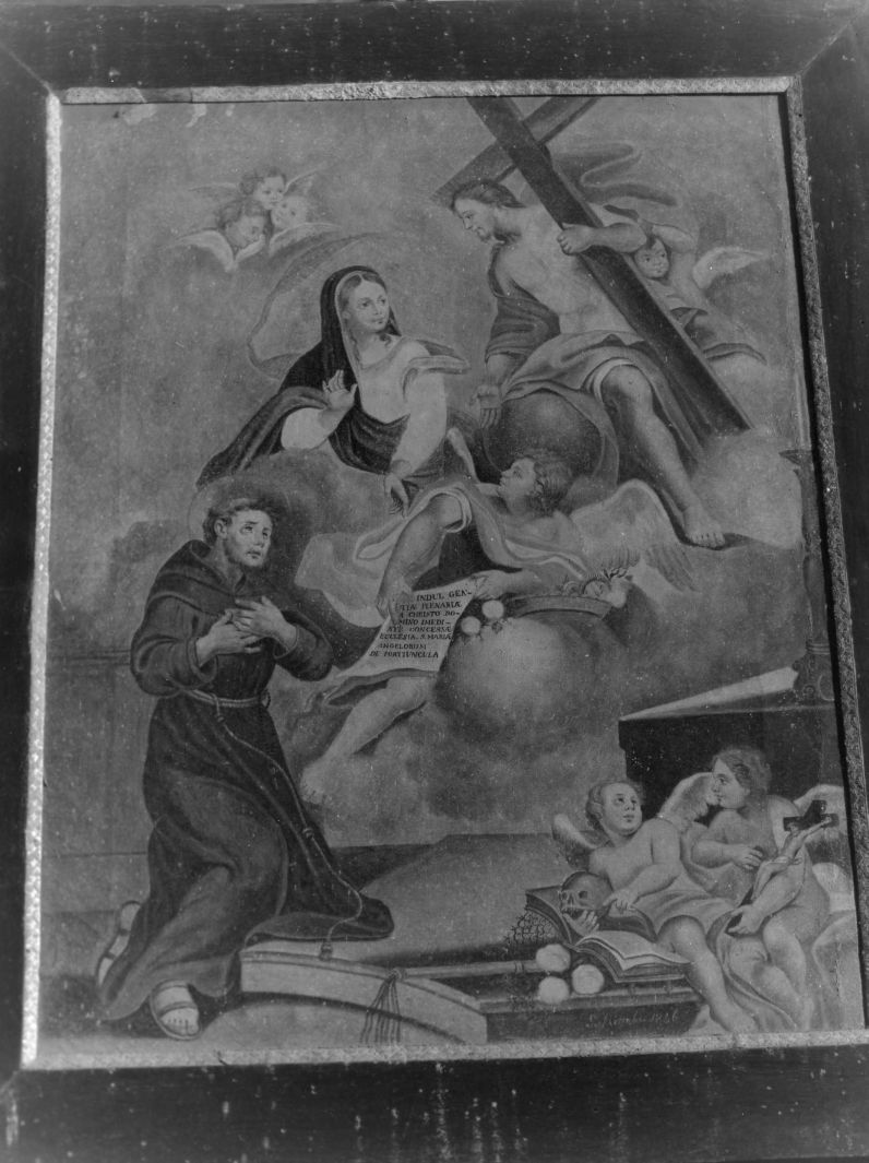 visione di San Francesco d'Assisi alla Porziuncola (dipinto) di Mottola Saverio (sec. XIX)