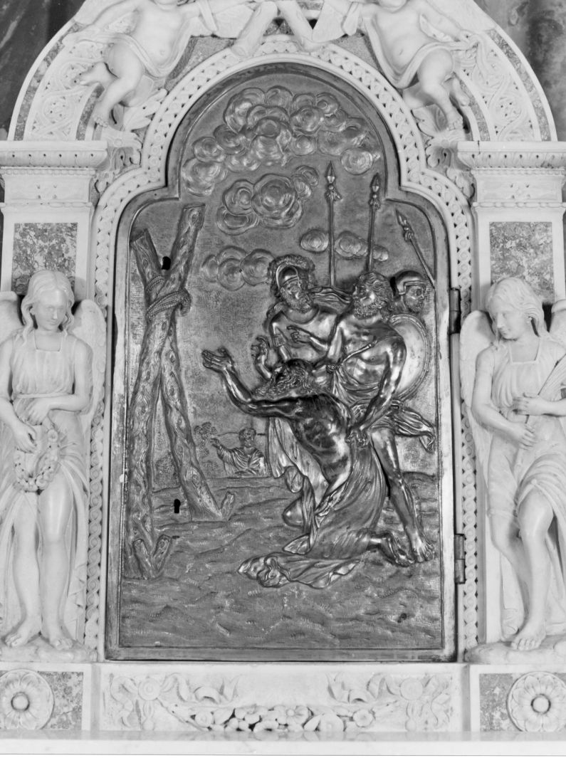 crocifissione di Sant'Andrea (sportello di tabernacolo, elemento d'insieme) - bottega campana (sec. XIX)