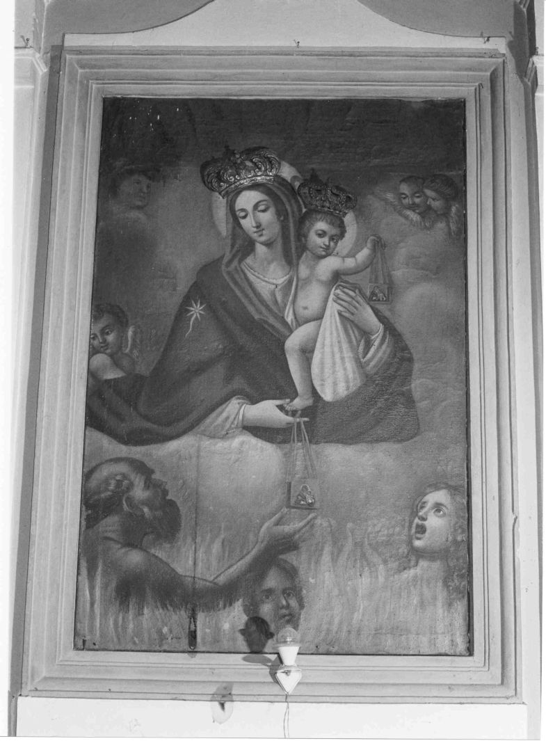 Madonna del Carmelo intercede per le anime del purgatorio (dipinto) - ambito campano (seconda metà sec. XIX)
