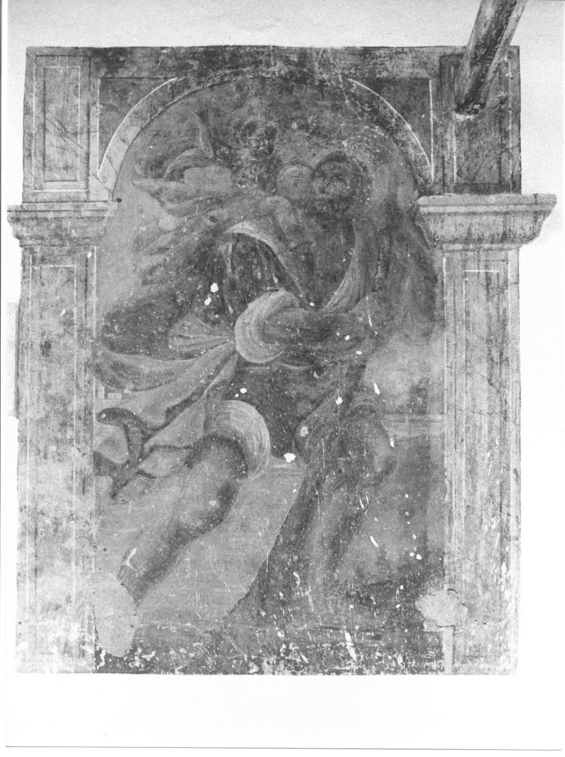 San Cristoforo guada il fiume con Gesù Bambino sulle spalle (dipinto) - ambito Italia meridionale (sec. XVIII)