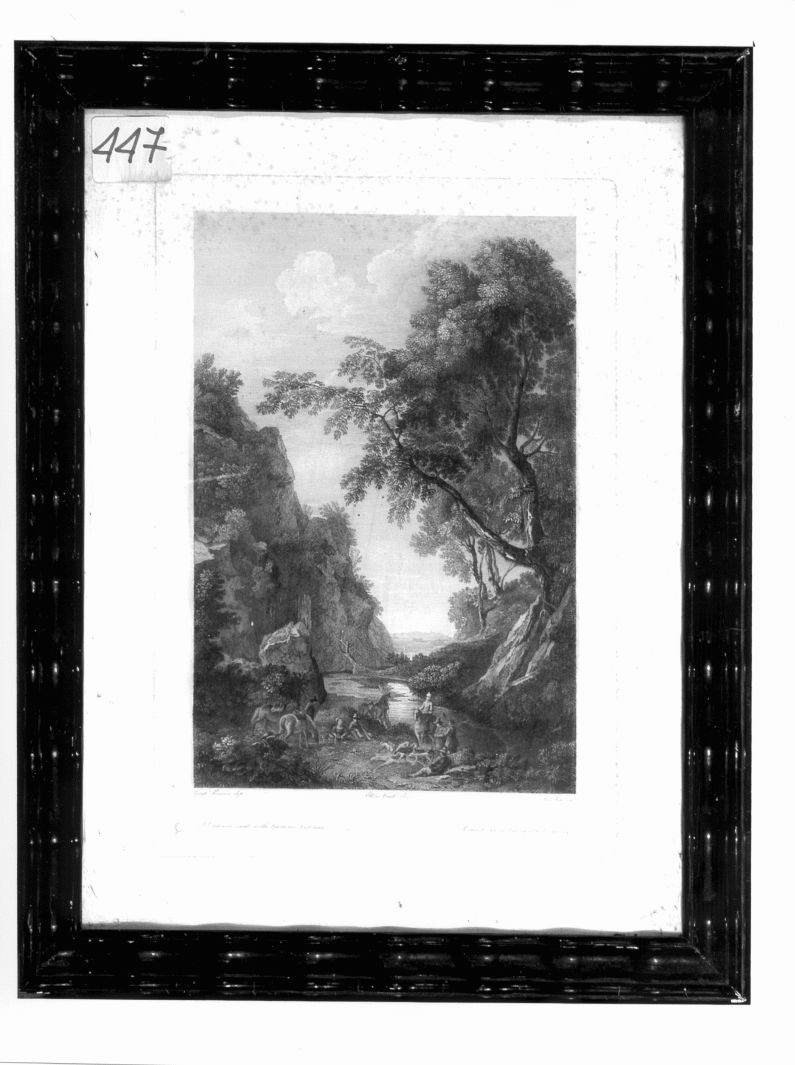 paesaggio fluviale (stampa) di Ciuli Ettore, Carboni Pietro, Poussin G (sec. XVIII)