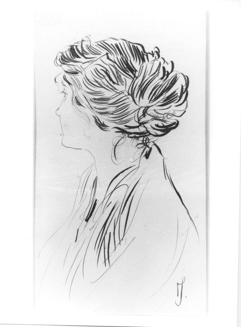 Figura di donna, ritratto di Maria Carrara Valdambrini (disegno) di Scoppetta Pietro (primo quarto sec. XX)