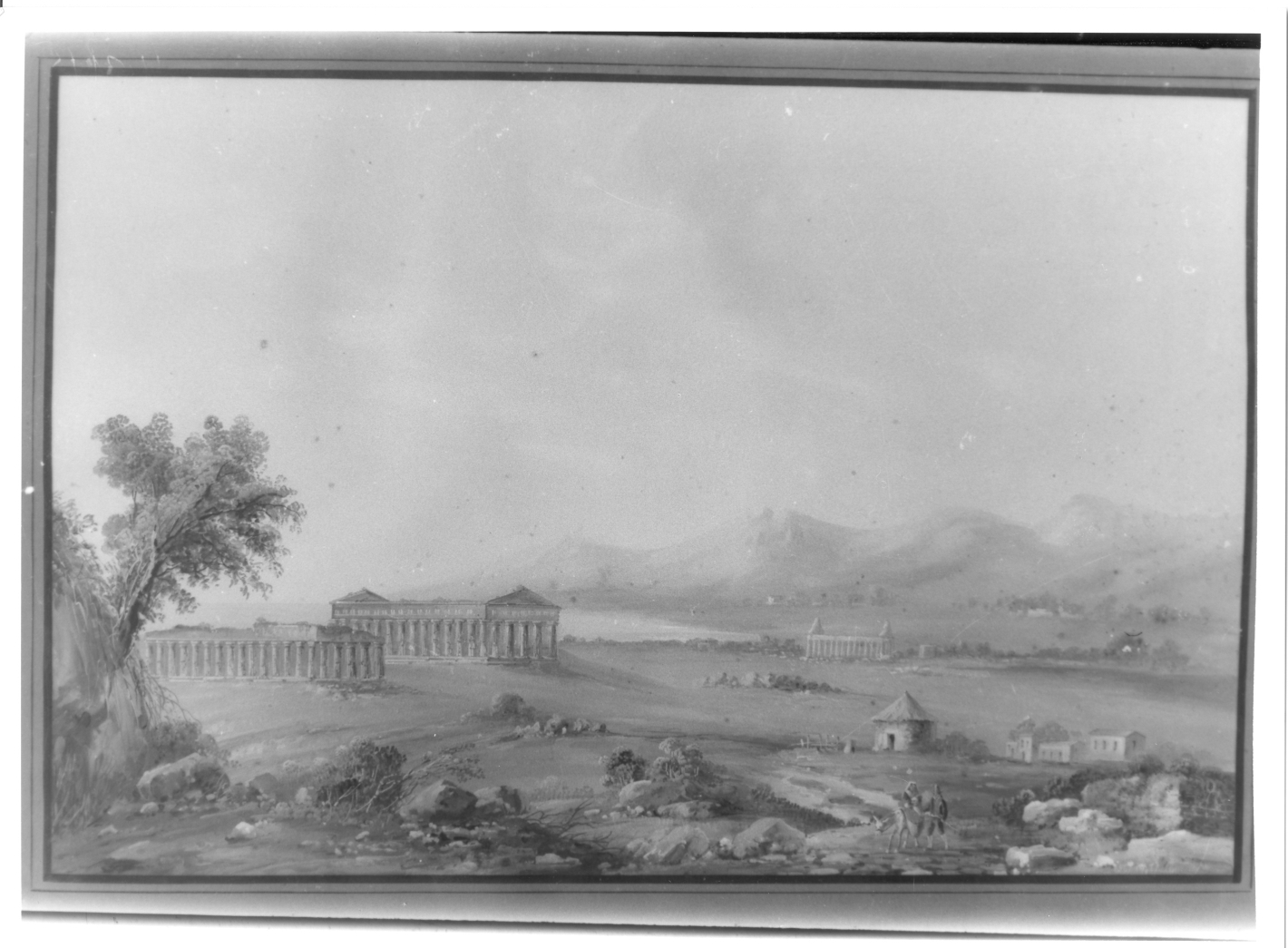 veduta di Paestum (disegno) - ambito campano (secc. XIX/ XX)