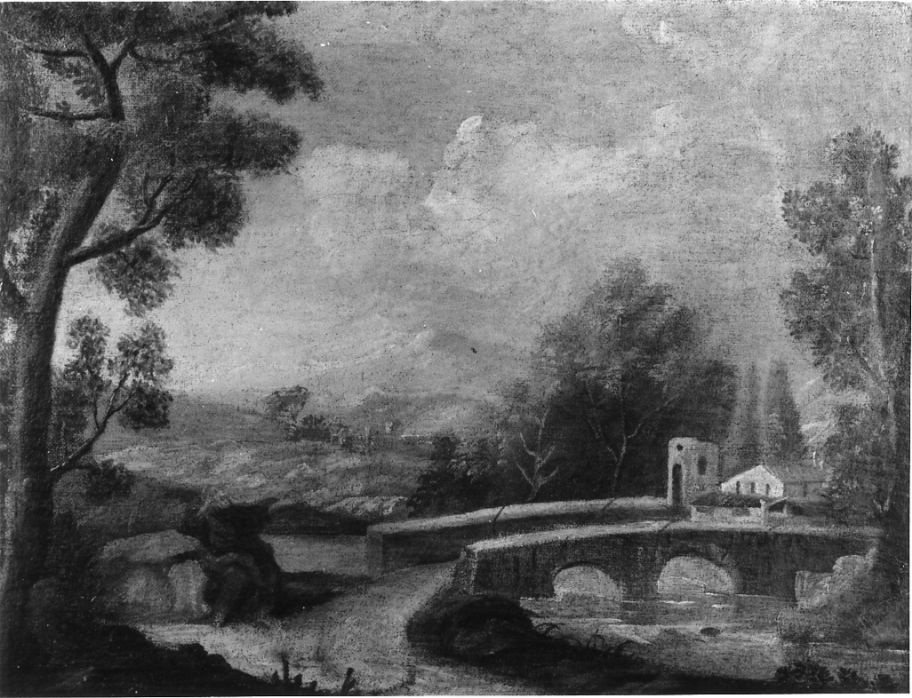 paesaggio con ponte (dipinto) di Ugolini Giovanni (secc. XVIII/ XIX)