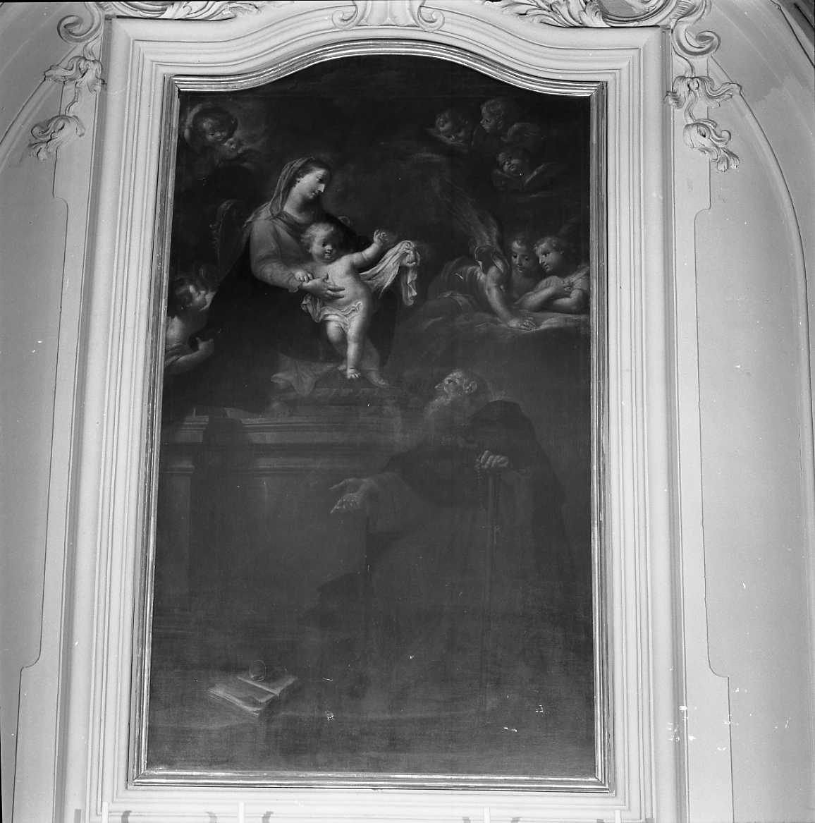 Madonna con Bambino e Sant'Antonio Abate (dipinto) di Costa Giovan Battista (sec. XVIII)