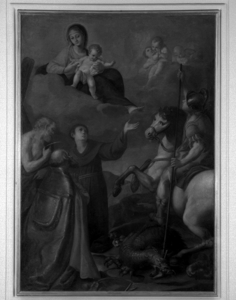 Madonna con Bambino e Santi (dipinto) di Soleri Brancaleoni Giuseppe (sec. XVIII)