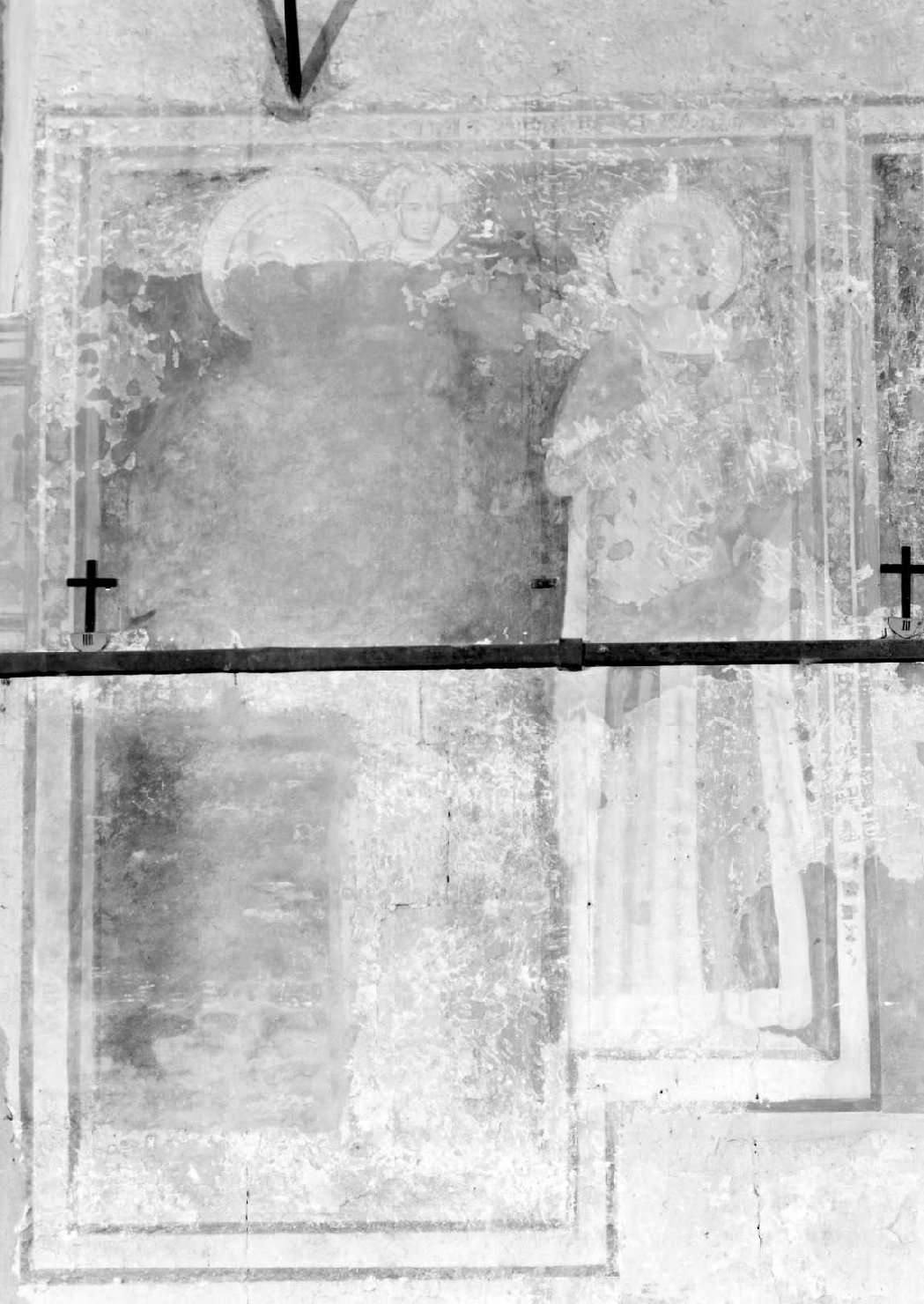 San Cristoforo e un'altra figura (dipinto, frammento) - ambito romagnolo (sec. XV)