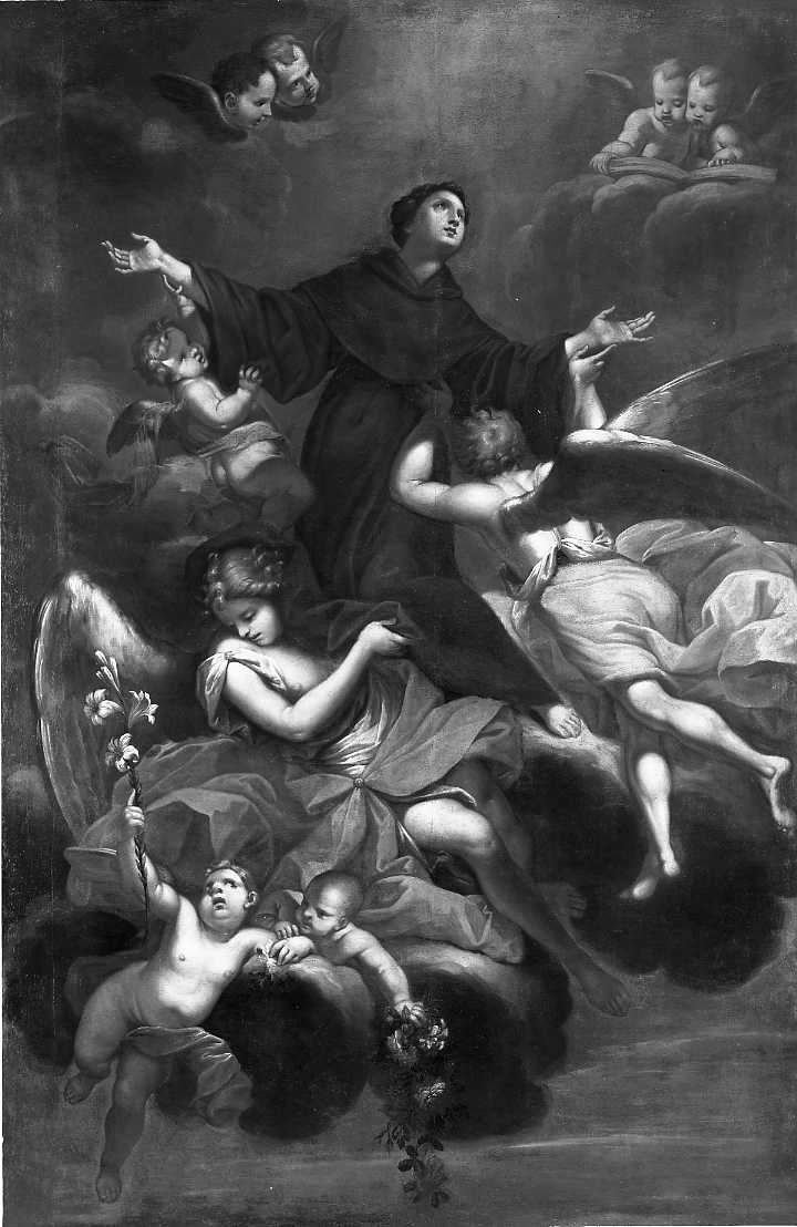S. Nicola da Tolentino in Gloria (dipinto) di Sarzetti Angelo (seconda metà sec. XVII)