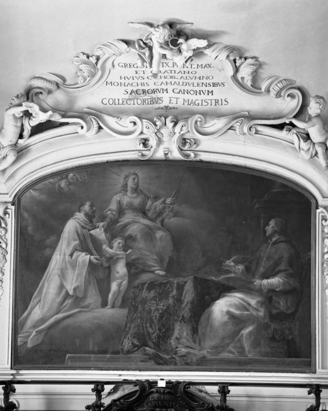 Gregorio IX e Graziano (dipinto) di Mancini Francesco (sec. XVIII)