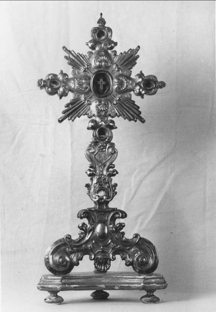 reliquiario - a croce - bottega romagnola (seconda metà sec. XIX)