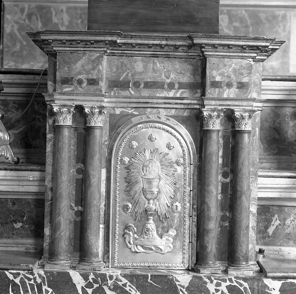 tabernacolo - a frontale architettonico - manifattura romagnola (sec. XIX)