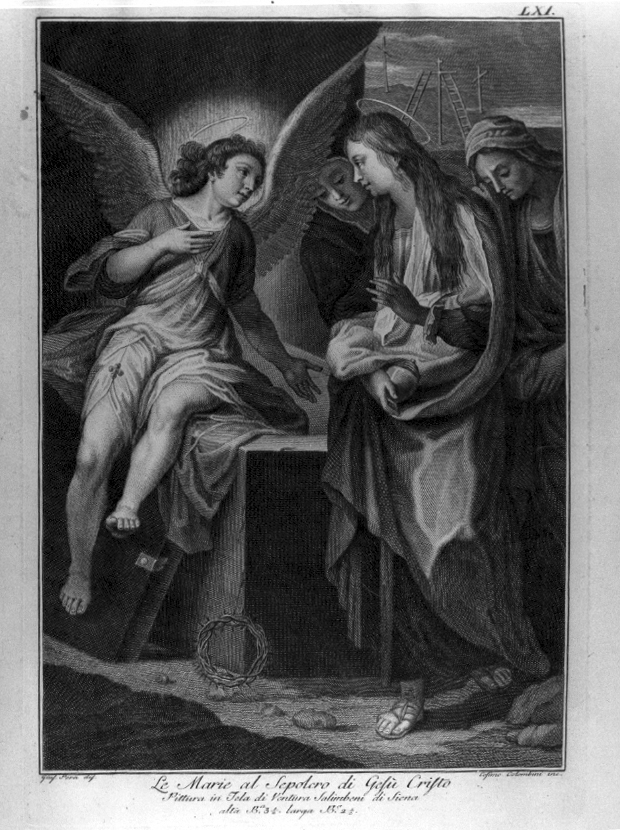pie donne al sepolcro (dipinto, elemento d'insieme) di Colombini Cosimo (sec. XVIII)